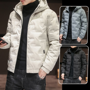 Мъжки паркове Windbreaker Thicken Warm Coat Мъжко зимно яке с качулка Едноцветно парка Палто Мъжко модно улично палто 5XL