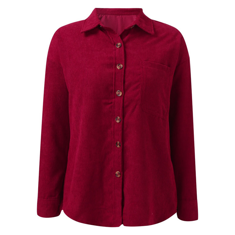 Cămașă cu nasturi din velur pentru femei Bluze supradimensionate largi, cu mâneci lungi, jachetă ocazională caldă, cu buzunare, cămăși pentru femei, toamna 2023