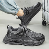 Pantofi de sport ocazional pentru bărbați, la modă de toamnă, pantofi ocazionali, clasici, din material PU, versatil, pantofi de bărbați cu talpă groasă.