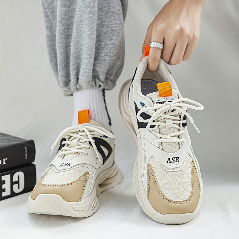 Pantofi de sport ocazional pentru bărbați, la modă de toamnă, pantofi ocazionali, clasici, din material PU, versatil, pantofi de bărbați cu talpă groasă.