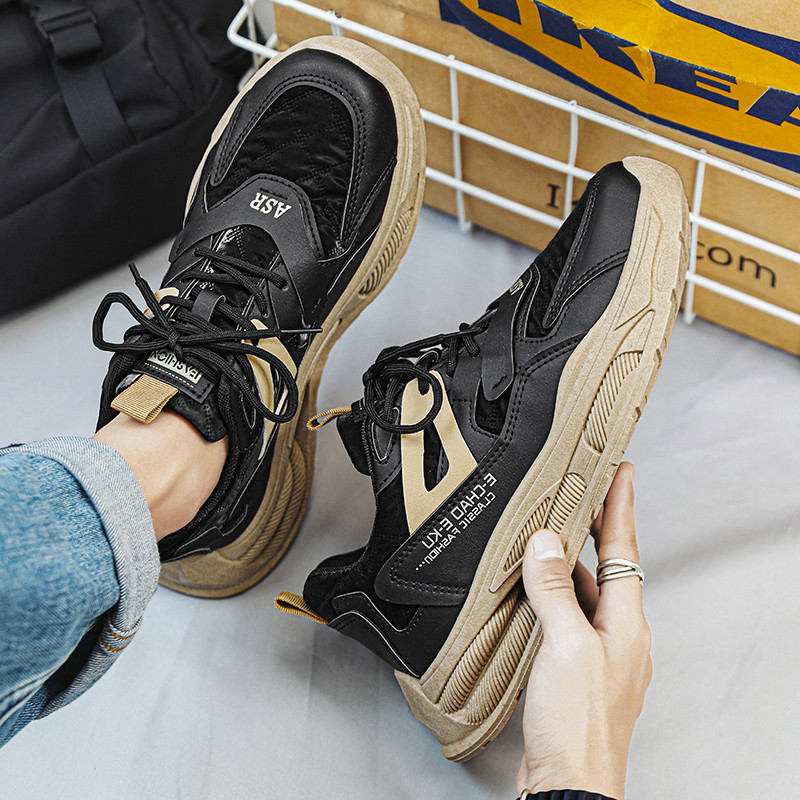 Pantofi de sport ocazional pentru bărbați, la modă de toamnă, pantofi ocazionali, clasici, din material PU, versatil, pantofi de bărbați cu talpă groasă.