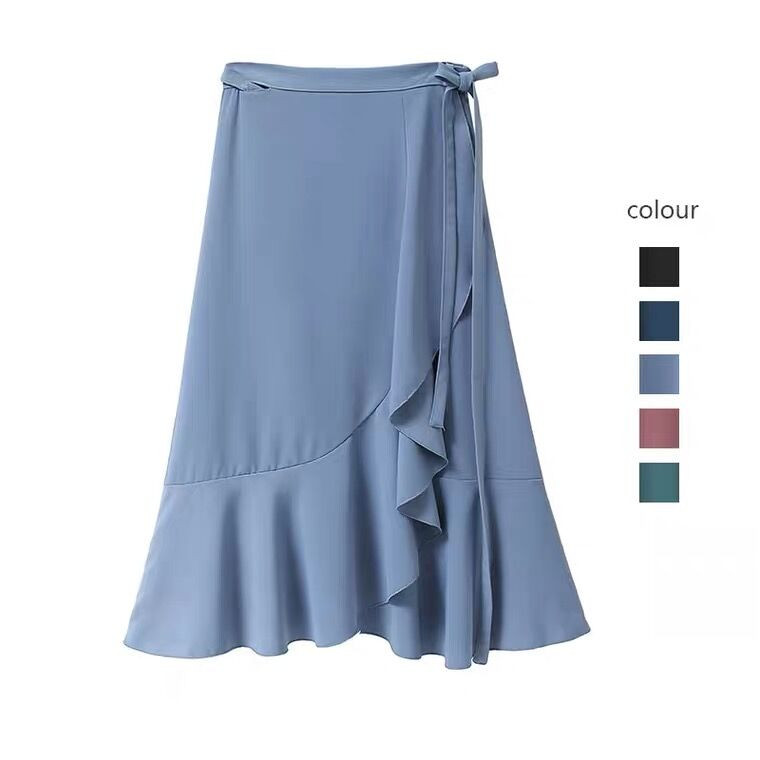 Ljetne ženske duge suknje od šifona s volanima za 2023. Nepravilno podesive maksi suknje Proljetne uredske suknje Velika veličina 5XL 7XL