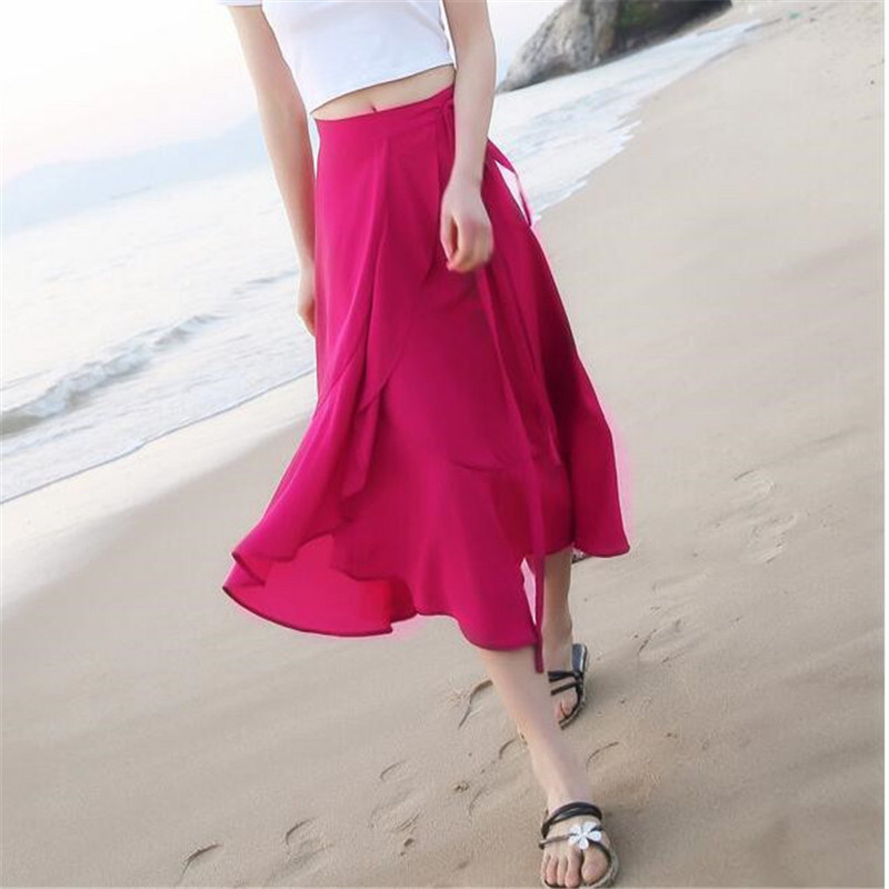 Ljetne ženske duge suknje od šifona s volanima za 2023. Nepravilno podesive maksi suknje Proljetne uredske suknje Velika veličina 5XL 7XL