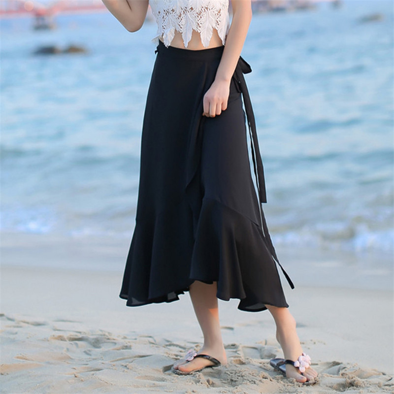 Ljetne ženske duge suknje od šifona s volanima za 2023. Nepravilno podesive maksi suknje Proljetne uredske suknje Velika veličina 5XL 7XL