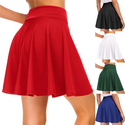 Γυναικεία Basic Φούστα Ευέλικτη Stretchy Flared Casual Mini Skater Φούστα Κόκκινη Μαύρη Πράσινη Μπλε Κοντή Φούστα 2023 Νέα