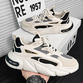 Muške vulkanizirane cipele Novi trend Debeli potplat Nezgrapne tenisice za muškarce Mrežaste cipele na vezivanje Sve veći mekani potplati Prozračne sportske cipele