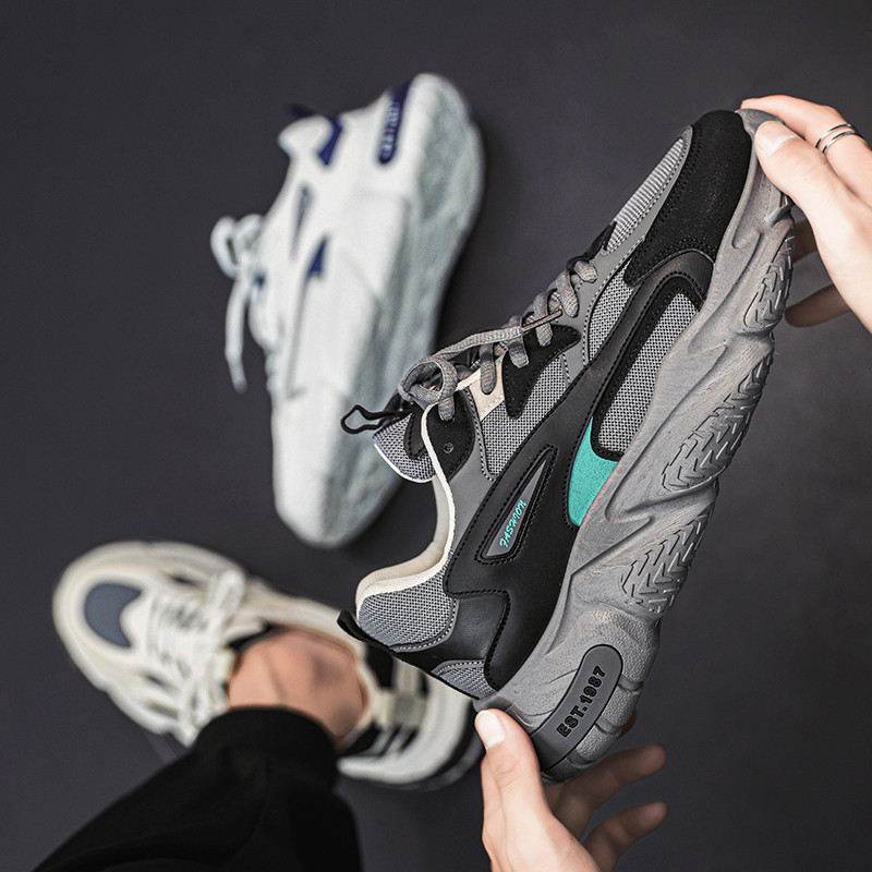 Muške vulkanizirane cipele Novi trend Debeli potplat Nezgrapne tenisice za muškarce Mrežaste cipele na vezivanje Sve veći mekani potplati Prozračne sportske cipele