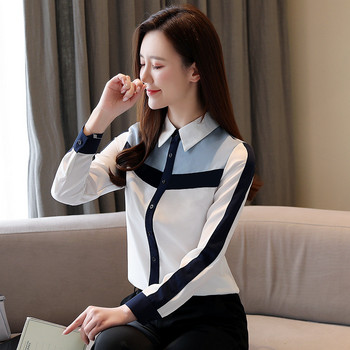 Модни дамски есенни ризи с квадратна яка Обикновени корейски пролетни свободни шифонени ризи с дълъг ръкав Ежедневни дамски топове и блузи 8398 50