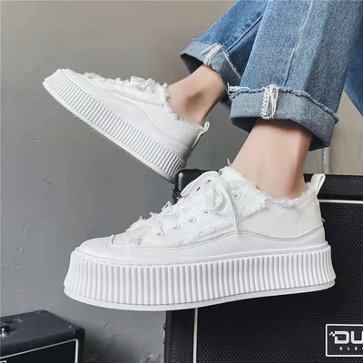 Pantofi vulcanizați pentru bărbați, portocalii de modă, cu platformă în stil coreean, pantofi din pânză pentru bărbați, îmbrăcăminte de stradă, pantofi toți pentru bărbați, pantofi de lona