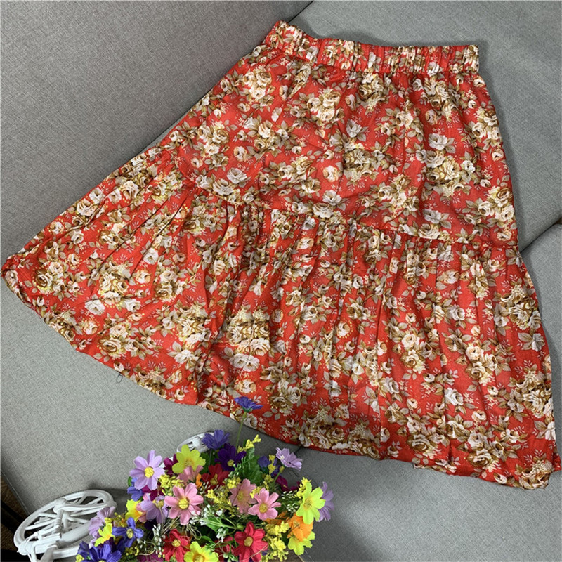 Ženske slatke suknje 2023. Mini suknje s cvjetnim printom Pamučno rublje Plisirana suknja s volanima Blagdanska boemska suknja za plažu veće veličine
