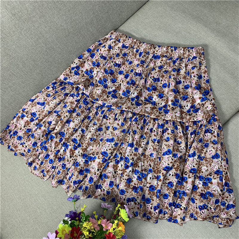 Ženske slatke suknje 2023. Mini suknje s cvjetnim printom Pamučno rublje Plisirana suknja s volanima Blagdanska boemska suknja za plažu veće veličine