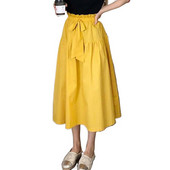 Brand Women Κομψές λινές φούστες άνοιξης φθινοπώρου, Plus μέγεθος 6XL 7XL ροζ μωβ μπλε ζαχαρωτό χρώμα Καλοκαιρινές μάξι μακριές φούστες