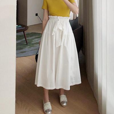 Brand Women Κομψές λινές φούστες άνοιξης φθινοπώρου, Plus μέγεθος 6XL 7XL ροζ μωβ μπλε ζαχαρωτό χρώμα Καλοκαιρινές μάξι μακριές φούστες