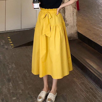 Brand Women Κομψές λινές φούστες άνοιξης φθινοπώρου, Plus μέγεθος 6XL 7XL ροζ μωβ μπλε ζαχαρωτό χρώμα Καλοκαιρινές μάξι μακριές φούστες