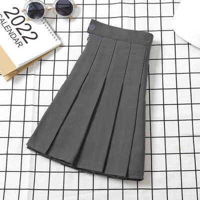 Fusta neagră pentru femei cu talie înaltă haine de vară vintage coreeană Harajuku roșu A Line Mini Eam School fuste scurte plisate pentru femei