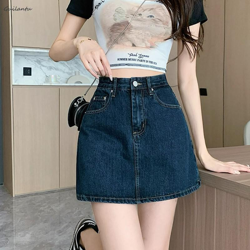 Ljetna traper kratka suknja u korejskom stilu Ženska modna ležerna vintage suknja visokog struka Ženska Y2K Harajuku mini suknja