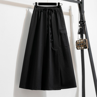 TIGENA Ženska kargo suknja velike veličine za jesen 2023., američka retro džepovi na remenu, jednobojna duga midi suknja visokog struka, ženska