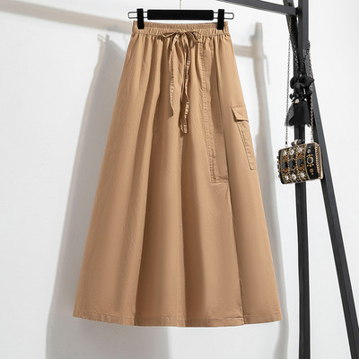 TIGENA Ženska kargo suknja velike veličine za jesen 2023., američka retro džepovi na remenu, jednobojna duga midi suknja visokog struka, ženska