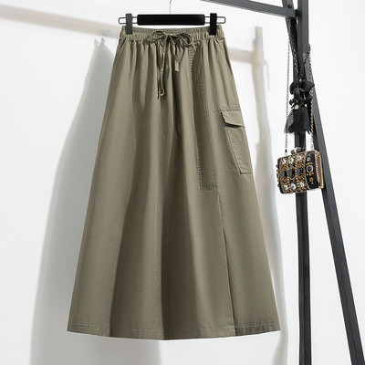 TIGENA Ženska kargo suknja velike veličine za jesen 2023., američka retro džepovi na remenu, jednobojna duga midi suknja visokog struka, ženska