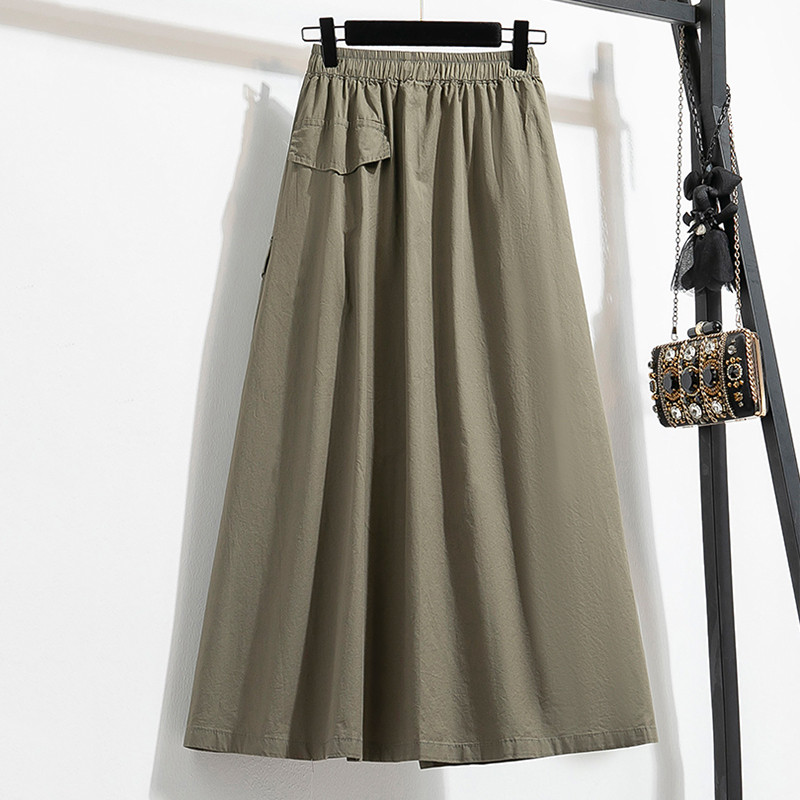 TIGENA Fusta Cargo Marime Plus pentru Femei 2023 Toamna American Retro Buzunare Curea Solid A Line Fusta Midi Lungă Talie Înaltă Femei