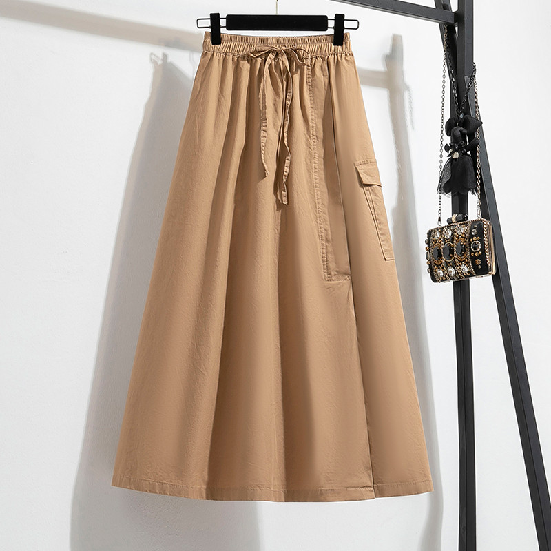 TIGENA Fusta Cargo Marime Plus pentru Femei 2023 Toamna American Retro Buzunare Curea Solid A Line Fusta Midi Lungă Talie Înaltă Femei