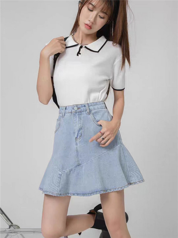 Colorfaith SK5459 Nove 2023. korejske modne traper trube nepravilne velike veličine Vintage ženske mini suknje s visokim strukom jesen zima