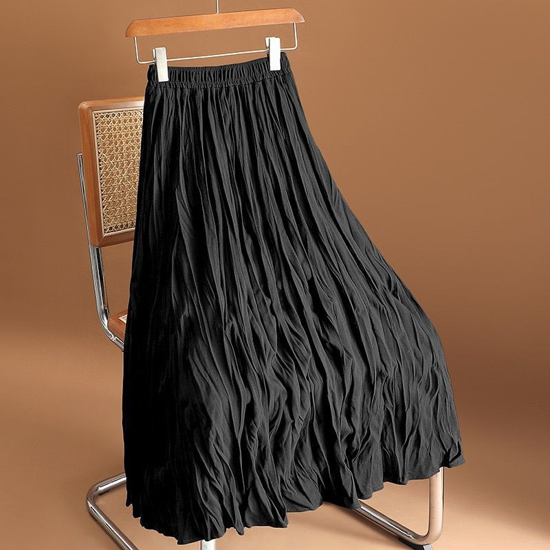 40-150kg klostuotas sijonas aukštu juosmeniu naujas moteriškas laisvo temperamento didelis sijonas moteriškas sulankstomas ilgas sijonas Plius dydis