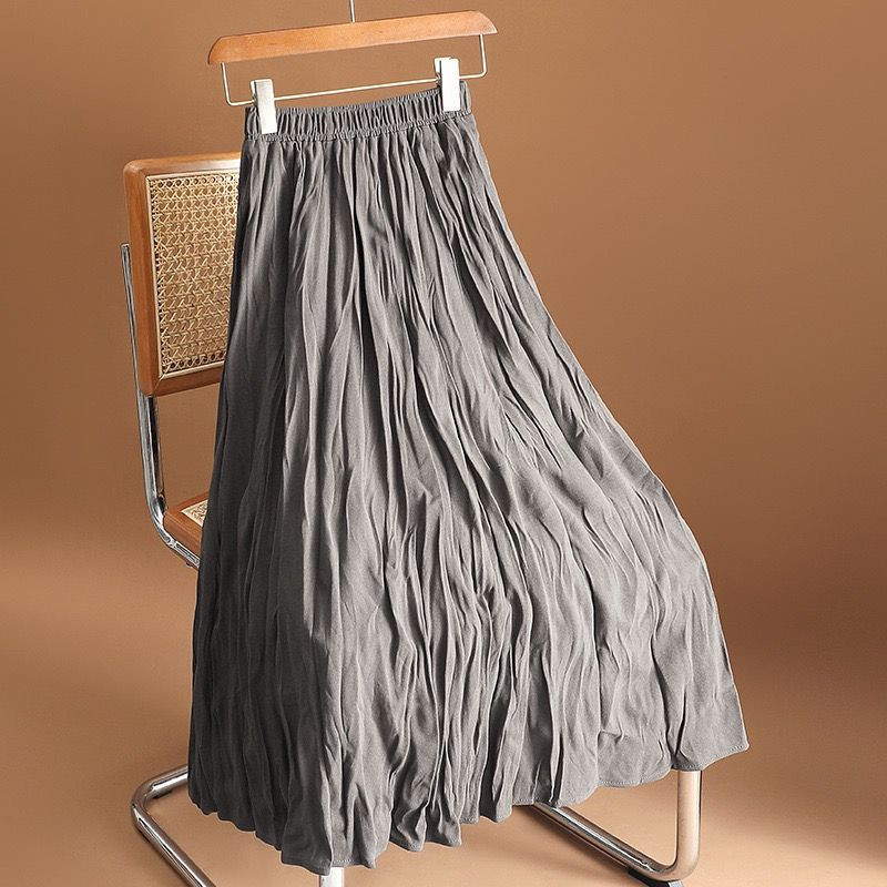 40-150kg klostuotas sijonas aukštu juosmeniu naujas moteriškas laisvo temperamento didelis sijonas moteriškas sulankstomas ilgas sijonas Plius dydis