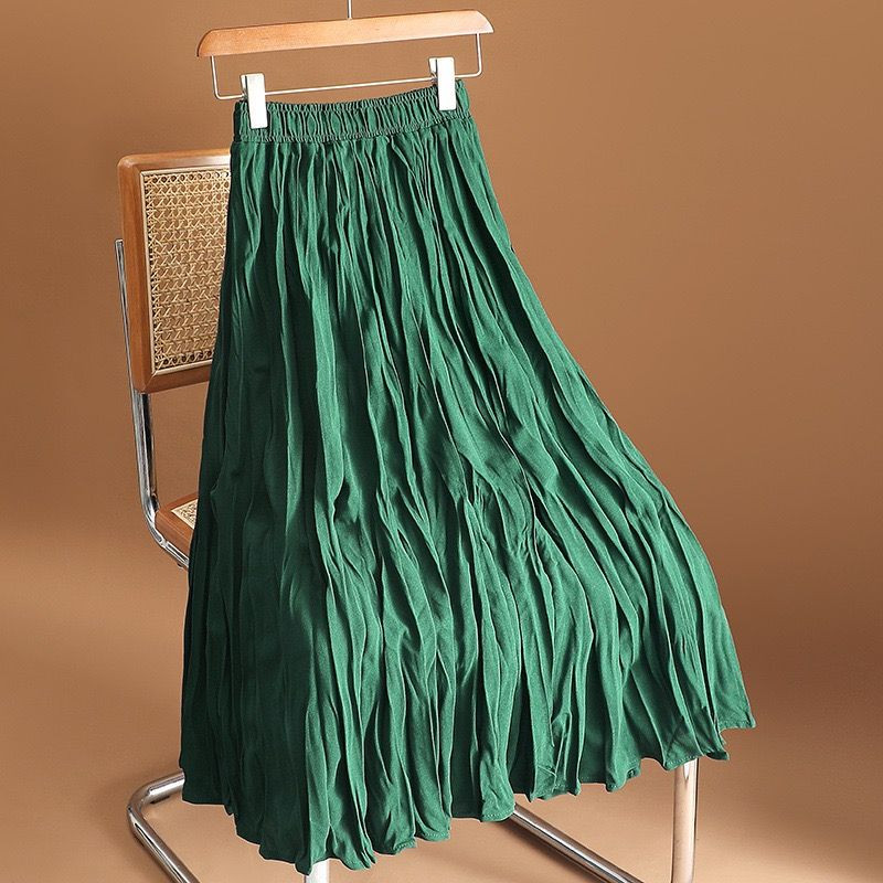 40-150kg klostuotas sijonas aukštu juosmeniu naujas moteriškas laisvo temperamento didelis sijonas moteriškas sulankstomas ilgas sijonas Plius dydis