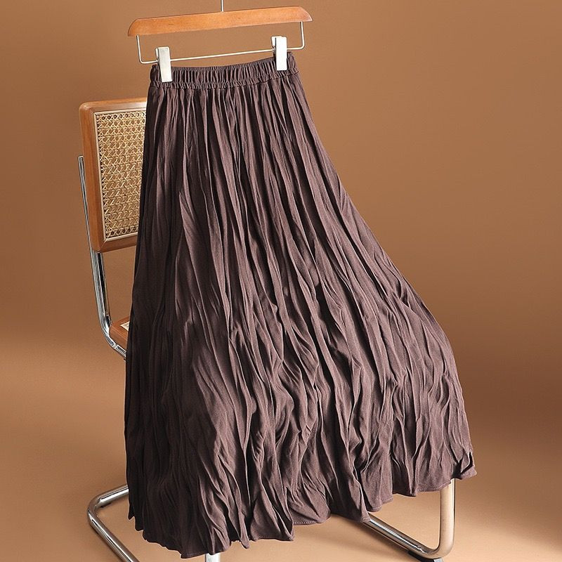 40-150kg klostuotas sijonas aukštu juosmeniu naujas moteriškas laisvo temperamento didelis sijonas moteriškas sulankstomas ilgas sijonas Plius dydis