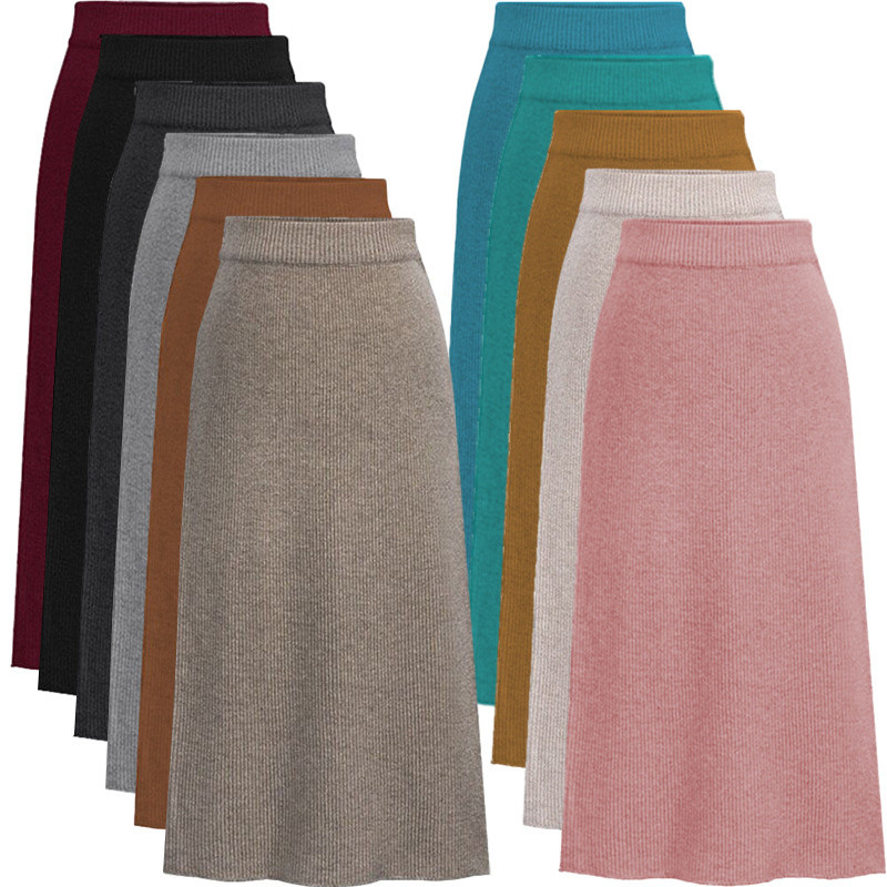 Culori multiple Fusta tricotată 8xl, cu dimensiuni mari