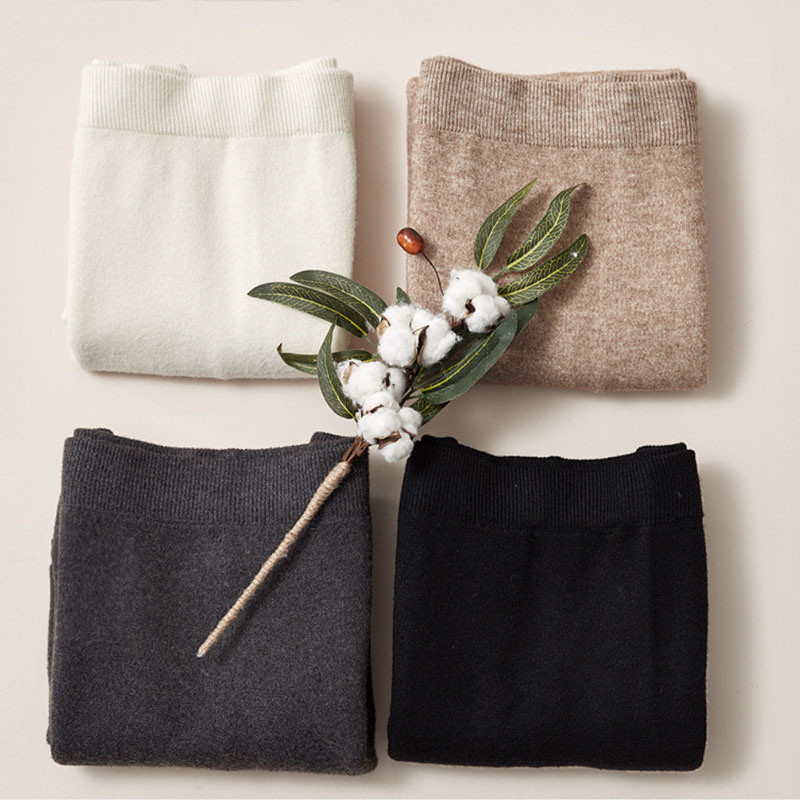 Plus Size 6xl Culoare uni Îngroșați fuste tricotate moda coreeană elastică cu talie înaltă fustă caldă despicată femei elegante fuste de iarnă