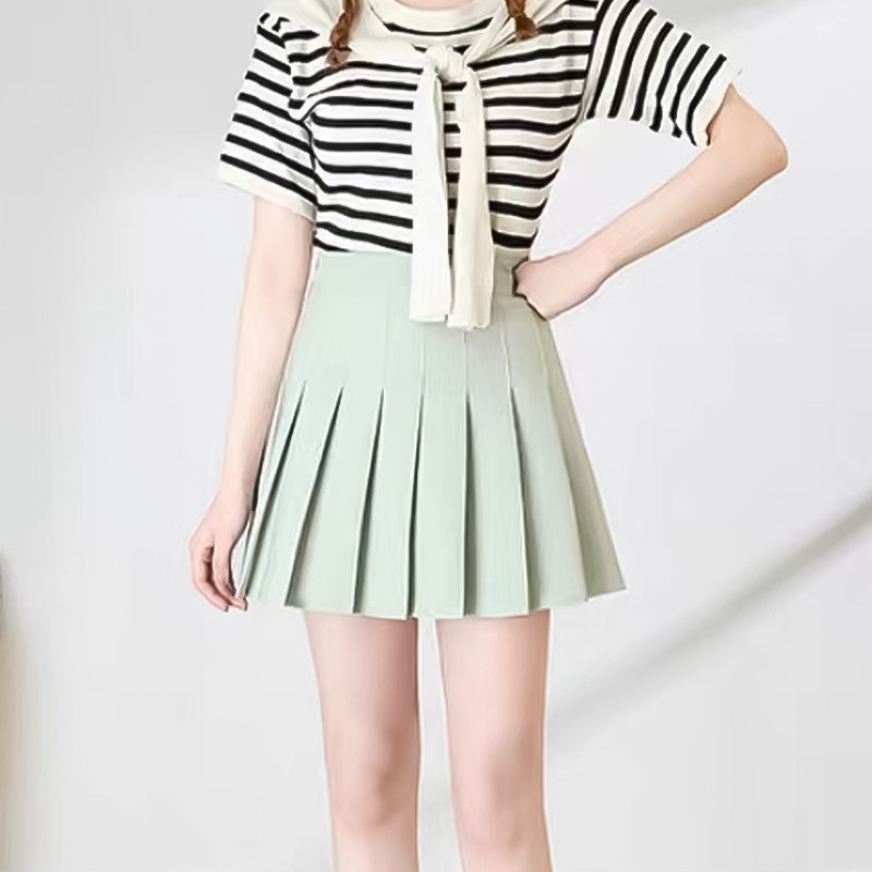 Fusta plisată la modă pentru femei Harajuku fuste cu talie înaltă coreeană ocazională fuste de dans pentru femei Dulce fuste scurte mini, linie A, pentru femei