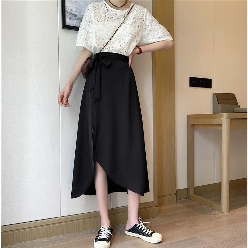 Fusta neregulată neregulată cu linie A de vară, cu talie înaltă, de culoare uni, lejeră, cu toate potrivirile, fuste de dimensiuni mari, îmbrăcăminte ocazională pentru femei.