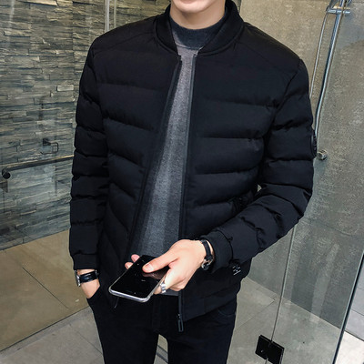 Χειμερινό βαμβακερό παλτό μονόχρωμο βαμβακερό τζάκετ Casual ανδρικό όρθιο γιακά τσέπη Warm down τζάκετ με ρυτίδες μυρμήγκι