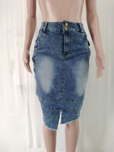 Fuste Denim De Vară Femei Cusături Spălate Fusta Jeans Dimensiune Plus Fusta Lungimea La Genunchi Fusta Ciucuri