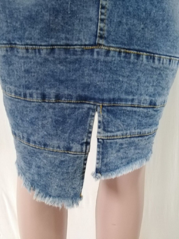 Fuste Denim De Vară Femei Cusături Spălate Fusta Jeans Dimensiune Plus Fusta Lungimea La Genunchi Fusta Ciucuri