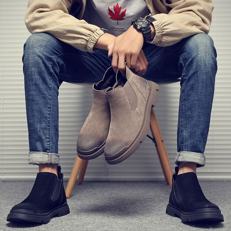 Nove kožne čizme Trendovske cipele u britanskom stilu Srednje muške čizme od kože Odgovarajuća radna odjeća Gležnjače