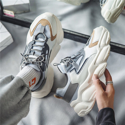 Muške crne tenisice s platformom Muške zimske modne muške debele cipele Tenisice Ulični stil Muška obuća Cipele za muškarce