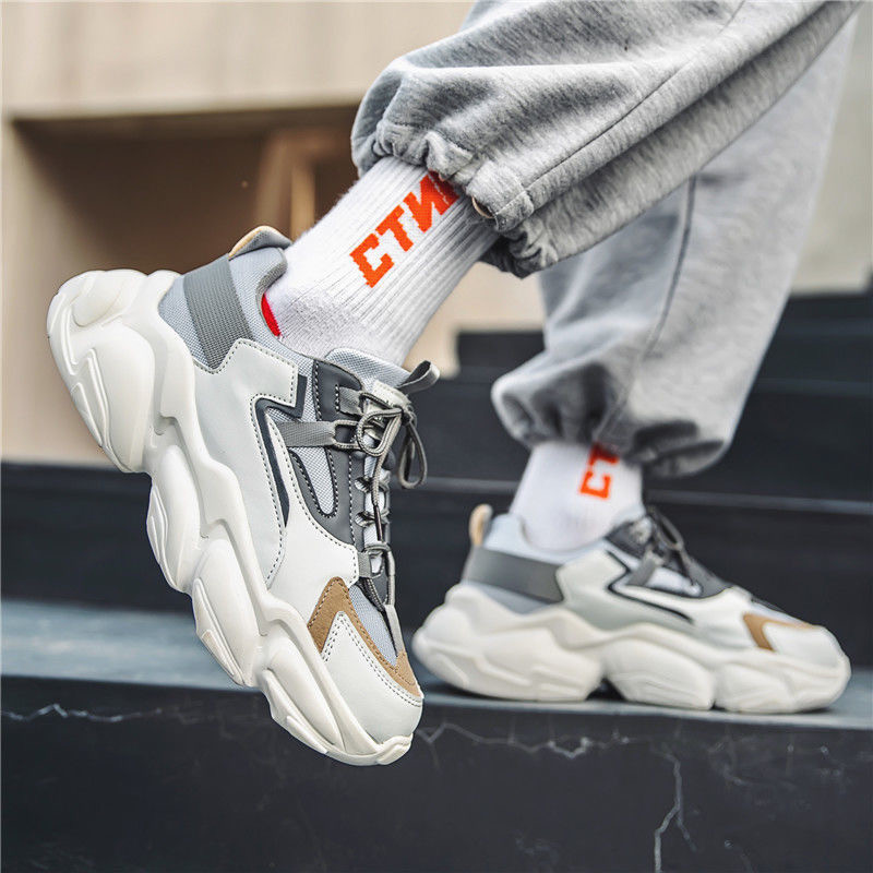 Muške crne tenisice s platformom Muške zimske modne muške debele cipele Tenisice Ulični stil Muška obuća Cipele za muškarce