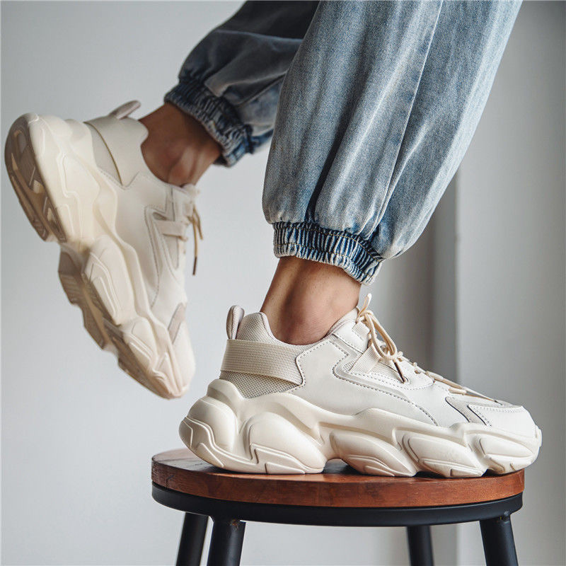 Muške crne tenisice s platformom Muške zimske modne muške debele cipele Tenisice Ulični stil Muška obuća Cipele za muškarce