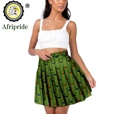 Fuste mini pentru femei, cu imprimeu african Ankara Fusta plisată cu volan de vară, cu talie înaltă, fustă în formă de A, haine africane S2127007