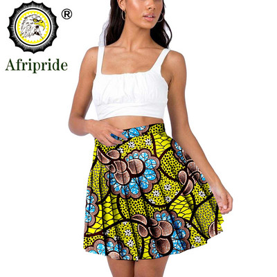 Fuste mini pentru femei, cu imprimeu african Ankara Fusta plisată cu volan de vară, cu talie înaltă, fustă în formă de A, haine africane S2127007