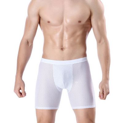 Σορτς με πλέγμα συμπίεσης Μακρύ μπόξερ Ανδρικό σορτς μπόξερ Spandex Ανδρικό νάιλον Cueca Boxer Homme Σώβρακο με μακρύ πόδι που αναπνέει