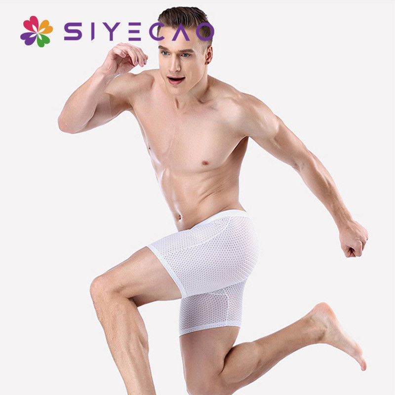 Σορτς με πλέγμα συμπίεσης Μακρύ μπόξερ Ανδρικό σορτς μπόξερ Spandex Ανδρικό νάιλον Cueca Boxer Homme Σώβρακο με μακρύ πόδι που αναπνέει