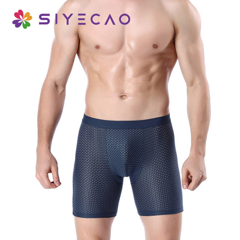 Σορτς με πλέγμα συμπίεσης Μακρύ μπόξερ Ανδρικό σορτς μπόξερ Spandex Ανδρικό νάιλον Cueca Boxer Homme Σώβρακο με μακρύ πόδι που αναπνέει
