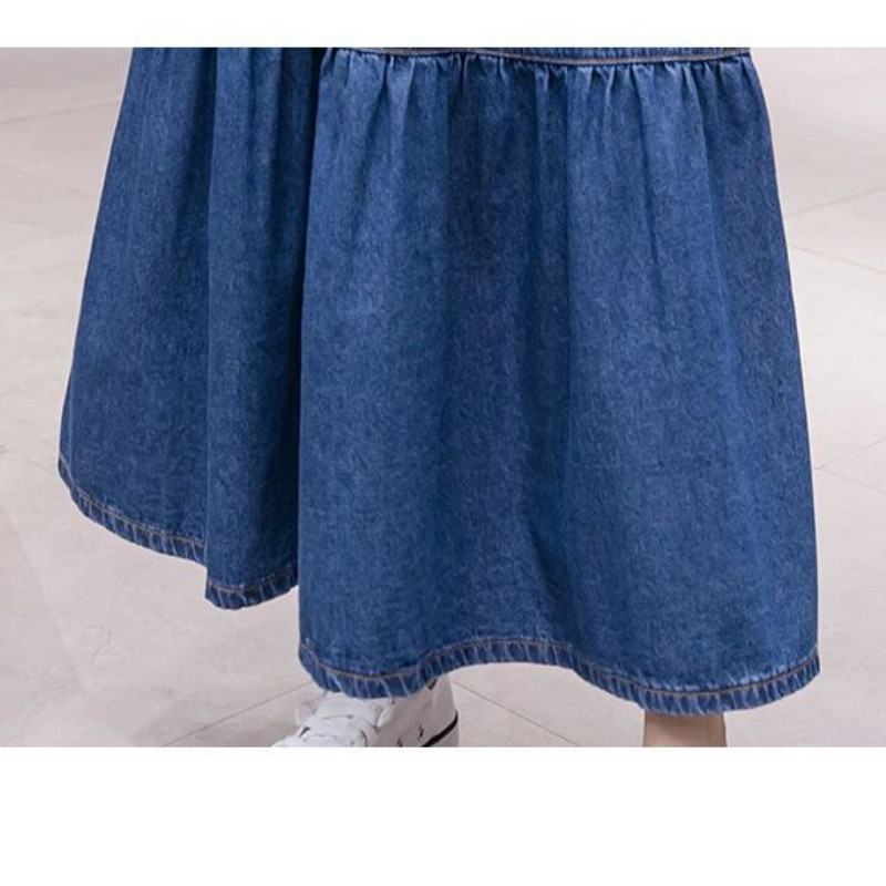 Jinsen Aite Plus Veličina M-6XL Ženska traper suknja Maxi duge traper suknje Djevojka Plisirana Harajuku Mujer Faldas plava vintage suknja