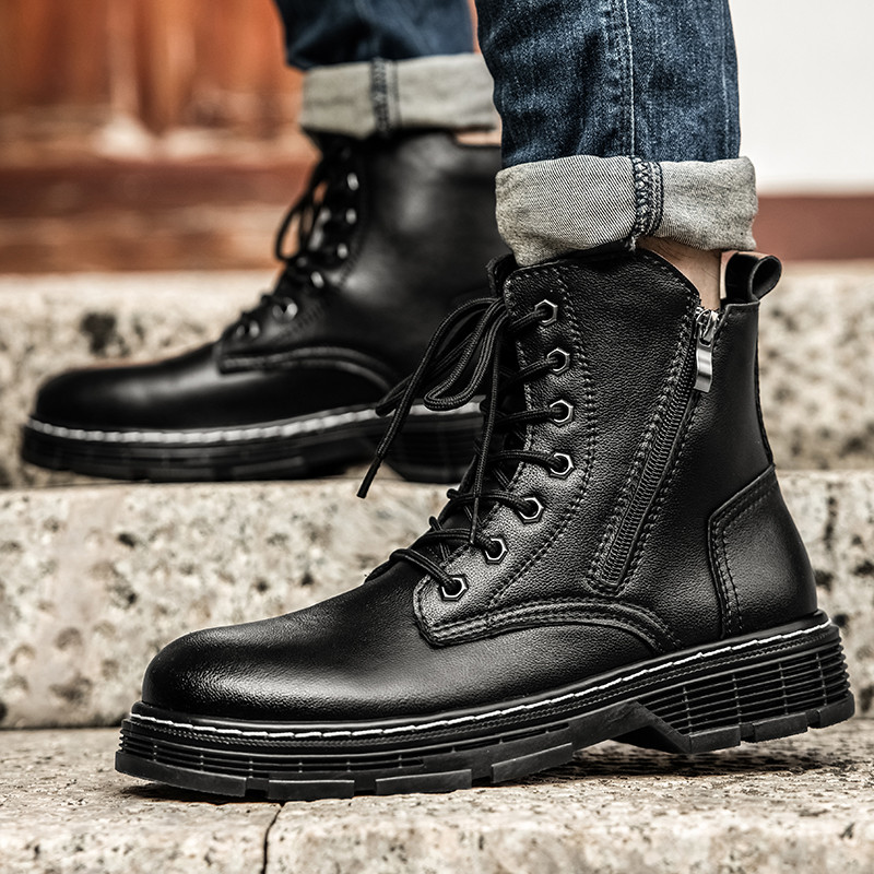 Vyriški „Martin“ batai, juodi, suvarstomi, suvarstomi, laisvalaikiui tinkantys vyriški laisvalaikio batai, neslystantys Trend guminiai vyriški platūs batai