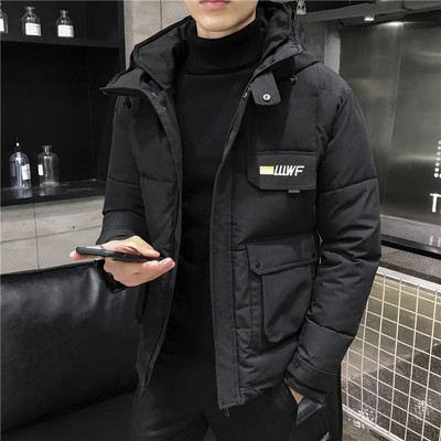 2022 New Winter Men Parka Big Pockets Casual Jacket με κουκούλα μονόχρωμο 5 χρώματα Παχύ και ζεστό πανωφόρι με κουκούλα Μέγεθος 5XL