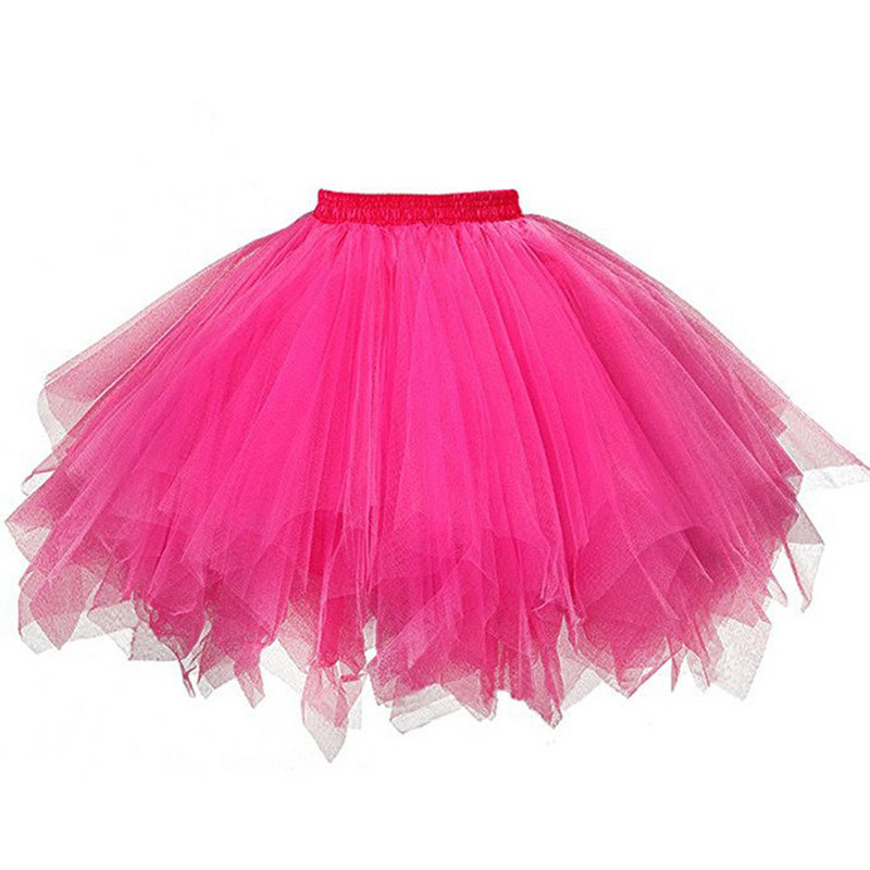 Fuste femei Tutu Princess Fashion Balet Fusta neagra Fusta pufoasa Pentru femei Tulle Jupon Fuste Elastic Adulti Fusta Tutu Roz